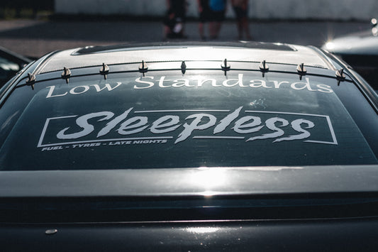 Sleepless Car Rear Window Banner (Box Style)